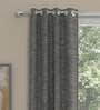 Grey Polyester Solid 5 Ft  Blackout Eyelet 2 Window Curtains
