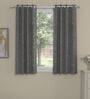 Grey Polyester Solid 5 Ft  Blackout Eyelet 2 Window Curtains