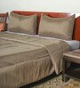 Beige Polyester Solid 600 GSM King Size Quilts with 2 Pillow Covers