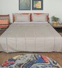 Beige Polyester Solid 600 GSM King Size Quilts with 2 Pillow Covers