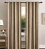 Beige Solid Polyester 8 Ft Blackout Eyelet Door Curtains (Set of 2)