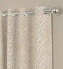 Beige Geometric Polyester 7 Ft Semisheer Eyelet Door Curtains (Set of 2)