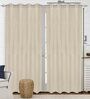 Beige Polyester Solid 7 ft Light Filtering Eyelet (Set of 2) Door Curtains