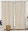 Beige Polyester Solid 7 ft Light Filtering Eyelet (Set of 2) Door Curtains