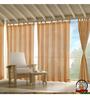 Beige Polyester Solid 8 ft Semisheer Loop Top Door Curtains (Set of 2)