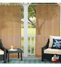 Beige Polyester Solid 8 ft Semisheer Loop Top Door Curtains (Set of 2)