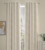 Beige Polyester Geometric 9 Ft Semisheer Eyelet 2 Door Curtains