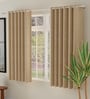 Beige Polyester Solid Jacquard 5ft Room Darkening Eyelet Window Curtains (2 Pc)