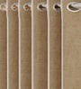 Beige Polyester Solid Jacquard 5ft Room Darkening Eyelet Window Curtains (2 Pc)