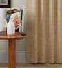 Beige Polyester Solid Jacquard 9ft Room Darkening Eyelet Long Door Curtains (2 Pc)