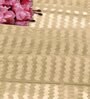 Beige Polyester Striped 7ft Sheer Eyelet Door Curtain