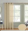 Beige Polyester Striped 9ft Sheer Eyelet Door Curtain