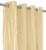 Beige Polyester Striped 9ft Sheer Eyelet Door Curtain