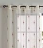 Beige Polyester Tradiional 5Ft Sheer Eyelet Window Curtains (Pack of 2)