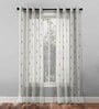 Beige Polyester Tradiional 7Ft Sheer Eyelet Door Curtains (Pack of 2)