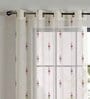 Beige Polyester Tradiional 7Ft Sheer Eyelet Door Curtains (Pack of 2)