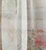 Beige Polyester Floral 7ft Sheer Fabric Loops Door Curtain