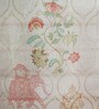 Beige Polyester Floral 7ft Sheer Fabric Loops Door Curtain
