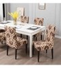 Beige Polyester Traditional Stretchable Chair Cover (1Pc)