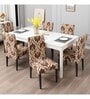 Beige Polyester Traditional Stretchable Chair Cover (1Pc)