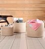 Beige Polypropylene 52 Ltr (3Pcs) Storage Basket