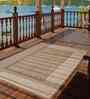 Beige Striped Polypropylene 5 ft x 7 ft Machine Made Carpet