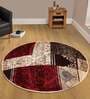 Beige Polypropylene Vintage Machine Made Round Carpet