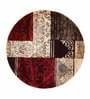 Beige Polypropylene Vintage Machine Made Round Carpet