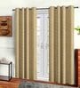 Beige Polyster Abstract 9ft Light Filtering Eyelet 2 Pc Long Door curtains