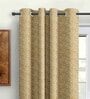 Beige Polyster Abstract 9ft Light Filtering Eyelet 2 Pc Long Door curtains
