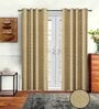 Beige Polyster Abstract 9ft Light Filtering Eyelet 2 Pc Long Door curtains