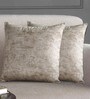 Beige Traditional Poly Viscose 16 x 16 Inches Cushion Covers (Set of 2)