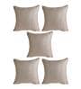 Beige Solid Jute 16 x 16 Inches Cushion Covers (Set of 5)