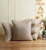 Beige Solid Jute 16 x 16 Inches Cushion Covers (Set of 5)