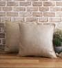 Beige Solid Jute 18 x 18 Inches Cushion Covers (Set of 2)