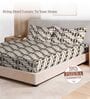 Beige Print Printed 400 TC Cotton Super King Sized Bedsheet with 2 Pillow Covers