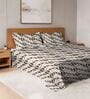 Beige Print Printed 400 TC Cotton Super King Sized Bedsheet with 2 Pillow Covers