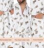 Beige Printed Cotton Men Bath Robe With Belt (XL)