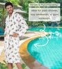 Beige Printed Cotton Men Bath Robe With Belt (XL)