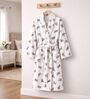 Beige Printed Cotton Men Bath Robe With Belt (XL)