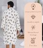 Beige Printed Cotton Men Bath Robe With Belt (XL)