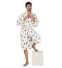 Beige Printed Cotton Men Bath Robe With Belt (XL)