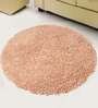 Beige Solid Cotton 35x35 Inches AntiSkid Bath Mat