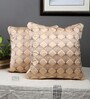 Beige Satin Abstract 16x16 inches Cushion Covers (Pack of 2)