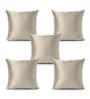 Beige Satin Solid 40x40 inches Cushion Covers Set of 5