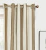 Beige Striped Cotton 7 Ft Semisheer Eyelet Door Curtains (Set of 2)