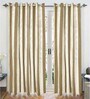 Beige Striped Cotton 7 Ft Semisheer Eyelet Door Curtains (Set of 2)