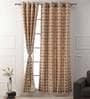 Beige Cotton Geometric 9ft Light Filtering Eyelet 1 Pc Door Curtain