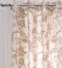 Beige Floral Jute 5 Ft Light Filtering Eyelet Window Curtain