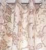 Beige Floral Jute 5 Ft Light Filtering Eyelet Window Curtain